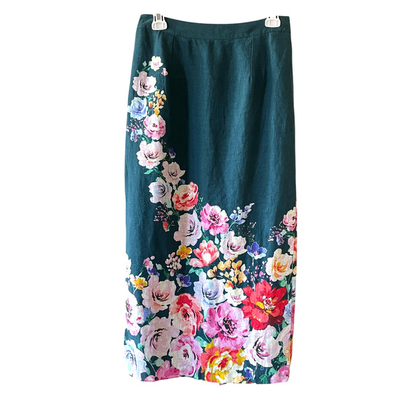 SUNDANCE CATALOG Graceful Verenia Women Size 6 Floral 100% Linen Maxi Boho Skirt - Picture 2 of 9